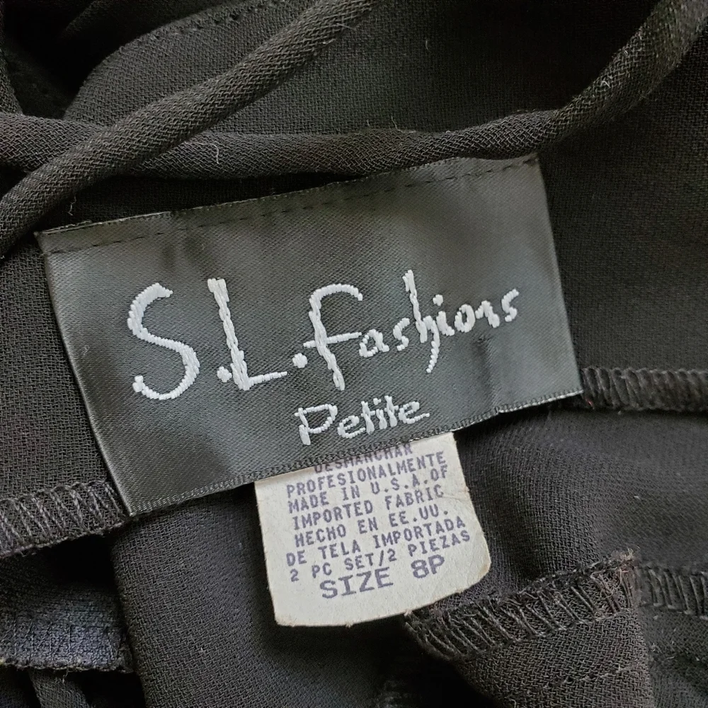90s Vintage Black Cowl Neck Top with beaded scalloped trim and strappy back - Picture 2 of 5